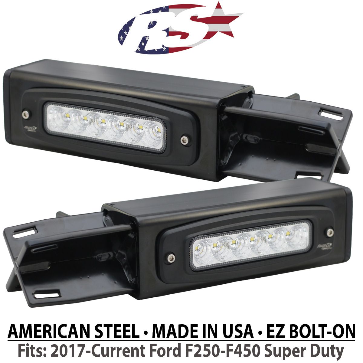 Race Sport Ford F250 - F450 (2017 - 24) Super Duty Hitch Bar Reverse 7in LED Flood Lights Street Series