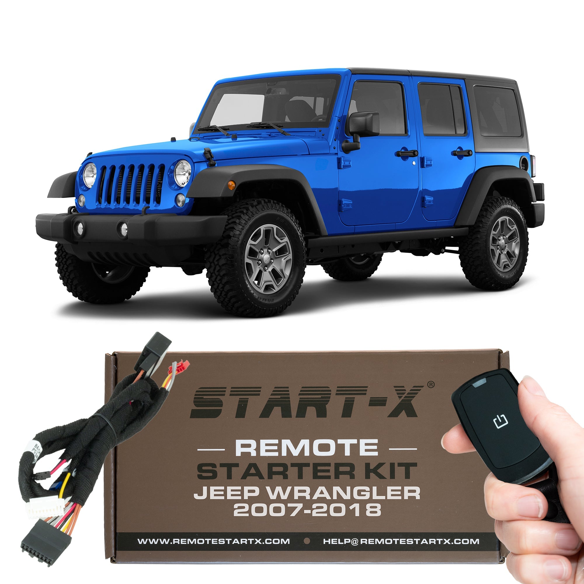 Start - X Long Range (2000 - ft) Plug N Play Remote Starter Kit for Jeep Wrangler (2007 - 2018) / Key Start