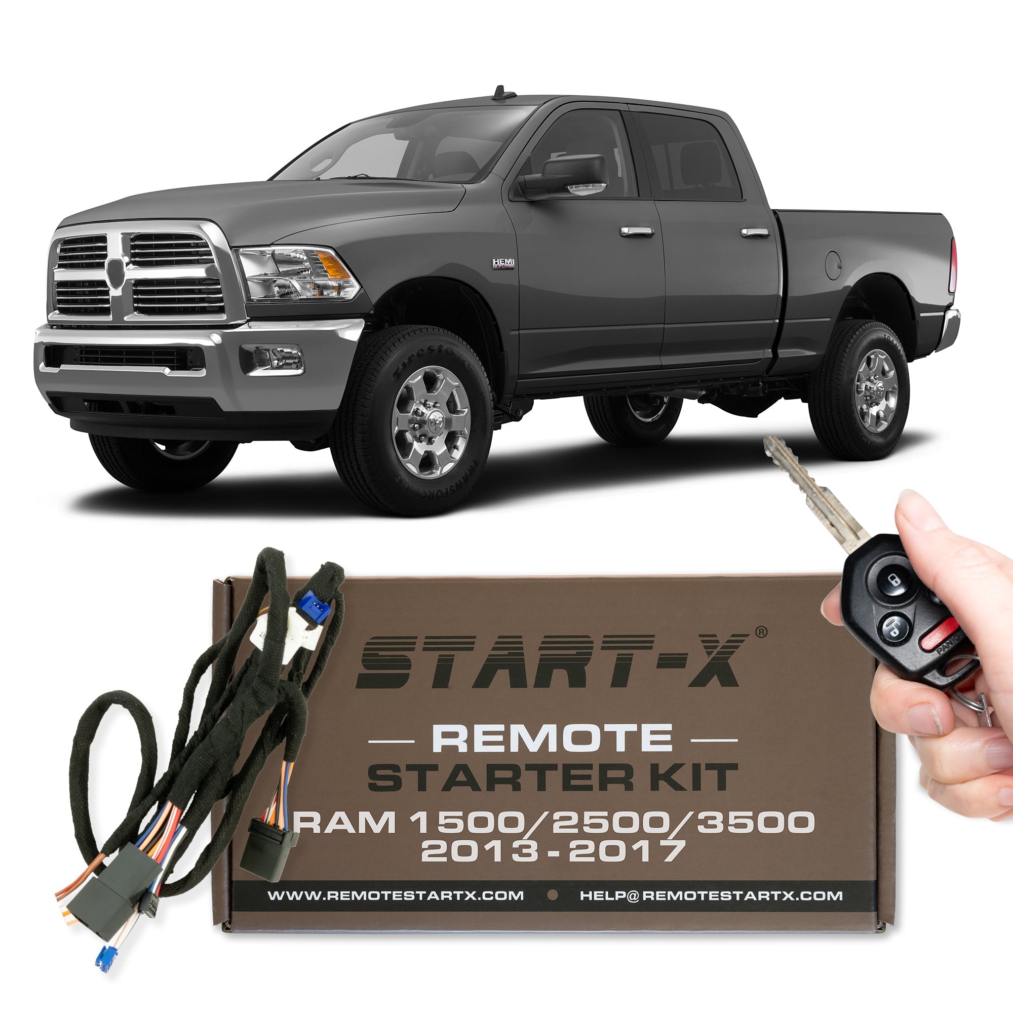 Start - X Plug N Play Remote Starter Kit for RAM Pickup Truck 1500/2500/3500 (2013 - 2017) / Key Start