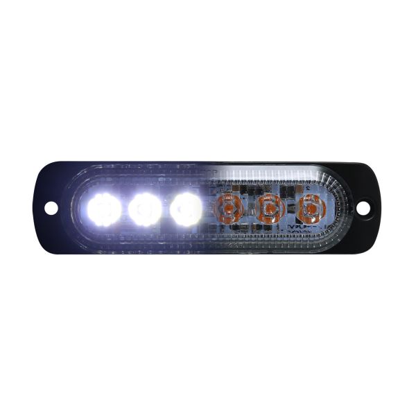 White/Amber Switching 6 - LED Ultra Slim Flush Mount 19 - Flash Pattern Marker Strobe Light