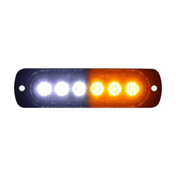 White/Amber Switching 6 - LED Ultra Slim Flush Mount 19 - Flash Pattern Marker Strobe Light